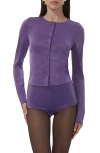 Afrm Linda Metallic Cardigan In Purple