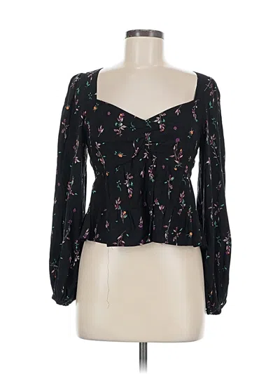 Pre-owned Afrm Long Sleeve Blouse In Black