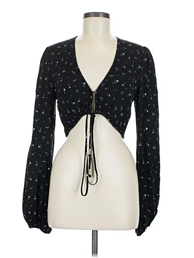 Pre-owned Afrm Long Sleeve Blouse In Black