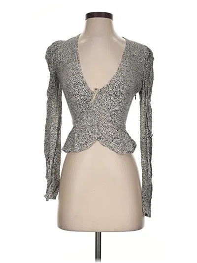 Pre-owned Afrm Long Sleeve Blouse In Silver