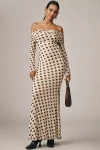 Afrm Long-sleeve Off-the-shoulder Mesh Maxi Dress In Multi