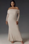 Afrm Long-sleeve Off-the-shoulder Mesh Maxi Dress In Multicolor