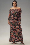 Afrm Long-sleeve Off-the-shoulder Mesh Maxi Dress In Pink