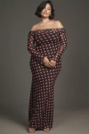 Afrm Long-sleeve Off-the-shoulder Mesh Maxi Dress In Purple