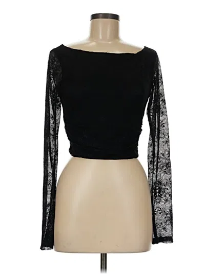 Pre-owned Afrm Long Sleeve Top Black Boatneck Tops