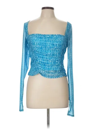 Pre-owned Afrm Long Sleeve Top Blue Strapless Neckline Tops
