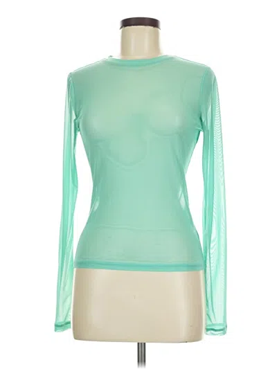 Pre-owned Afrm Long Sleeve Top Green Mock Neckline Tops