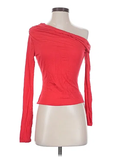 Pre-owned Afrm Long Sleeve Top Red One Shoulder Neckline Tops