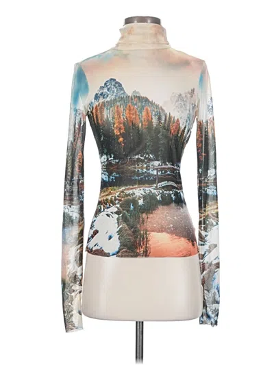 Pre-owned Afrm Long Sleeve Top Silver Turtleneck Tops