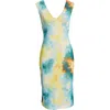 Afrm Los Angeles Afrm Ariana Sleeveless Dress In Teal/yellow Tie Dye