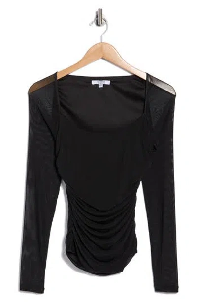 Afrm Los Angeles Archie Ruched Long Sleeve Top In Black