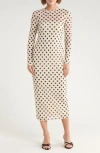 Afrm Los Angeles Brandi Floral Long Sleeve Dress In Neutral