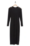 Afrm Los Angeles Brandi Floral Long Sleeve Dress In Noir