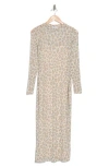 Afrm Los Angeles Brandi Floral Long Sleeve Dress In Sand Animal