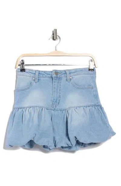 Afrm Los Angeles Cassie Bubble Hem Denim Miniskirt In Blue