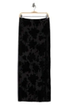 Afrm Los Angeles Daisy Burnout Velvet Skirt In Black