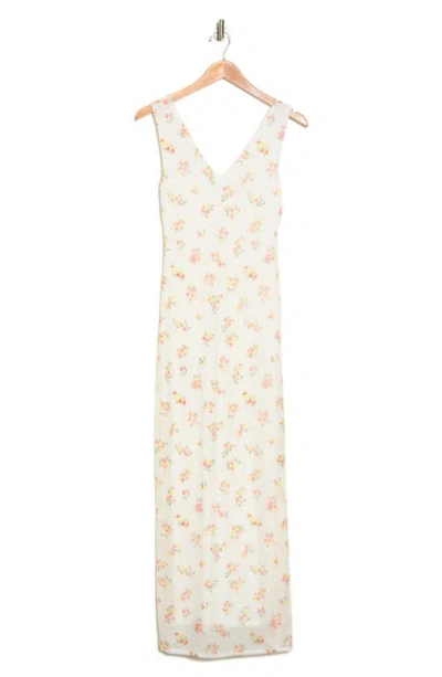 Afrm Earhart Sleeveless Mesh Maxi Dress In Blanc Ditsy