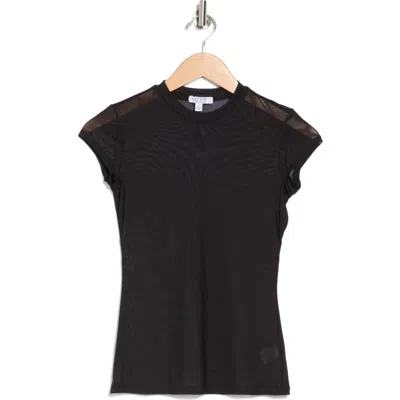 Afrm Los Angeles Guiza Short Sleeve Mesh Top In Noir
