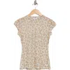 Afrm Los Angeles Guiza Short Sleeve Mesh Top In Sand Animal