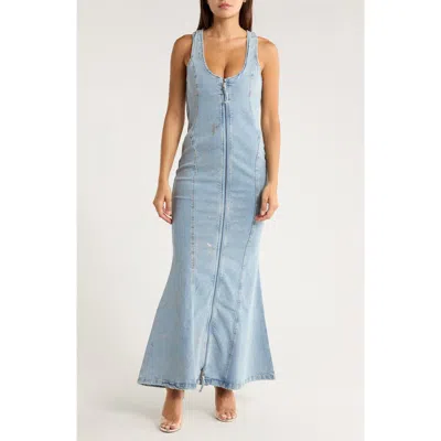 Afrm Los Angeles Kadence Seamed Zip Denim Dress