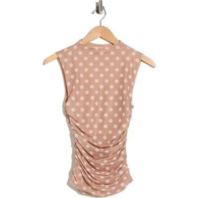 Afrm Los Angeles Kinsley Ruched Mesh Top In Brown
