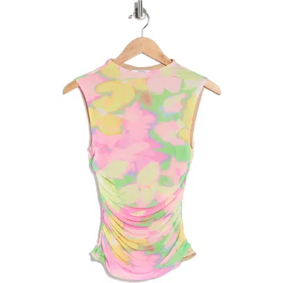 Afrm Los Angeles Kinsley Ruched Mesh Top In Multi