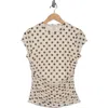 Afrm Los Angeles Lacey Cap Sleeve Ruched Mesh Top In Neutral
