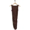 Afrm Los Angeles Leila Shiny Knit Bodycon Dress In Brown