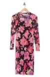 Afrm Los Angeles Loah Long Sleeve Mesh Midi Dress In Pink