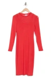 Afrm Los Angeles Loah Long Sleeve Mesh Midi Dress In Ruby