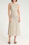 Afrm Los Angeles Loren Polka Dot Sleeveless Dress In Neutral