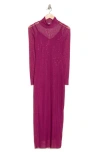 Afrm Los Angeles Marni Embellished Long Sleeve Mesh Midi Dress In Purple Potion