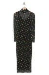 Afrm Los Angeles Marni Turtleneck Long Sleeve Mesh Dress In Scatter Floral