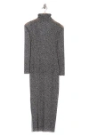 Afrm Los Angeles Marni Turtleneck Long Sleeve Mesh Dress In Stone Leopard