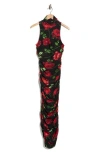 Afrm Los Angeles Sonia Shiny Knit Ruched Maxi Dress In Multi