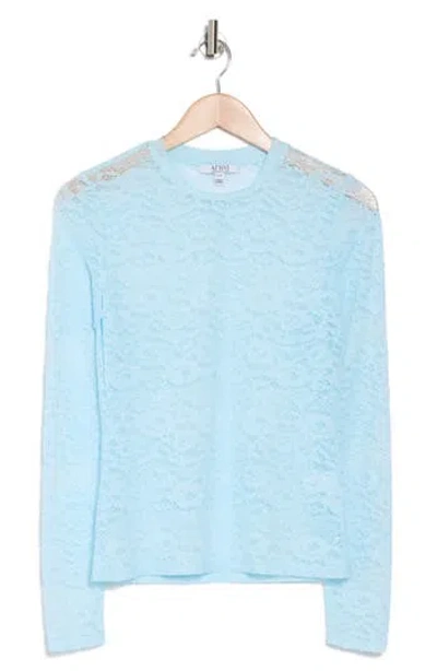 Afrm Los Angeles Sunny Lace Long Sleeve Top In Blue Bird