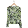 Afrm Los Angeles Sunny Long Sleeve Mesh Top In Grass Butterfly