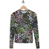 Afrm Los Angeles Sunny Long Sleeve Mesh Top In Lime Ditsy