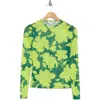 Afrm Los Angeles Sunny Long Sleeve Mesh Top In Lime Shadow Floral
