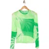 Afrm Los Angeles Sunny Long Sleeve Mesh Top In Palm Dot