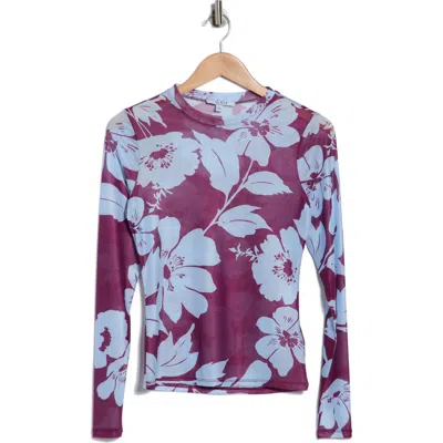 Afrm Los Angeles Sunny Long Sleeve Mesh Top In Purple