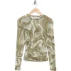 Afrm Los Angeles Sunny Long Sleeve Mesh Top In Sage Swirl