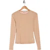 Afrm Los Angeles Sunny Long Sleeve Mesh Top In Sand