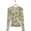Afrm Los Angeles Sunny Long Sleeve Mesh Top In Sage Swirl