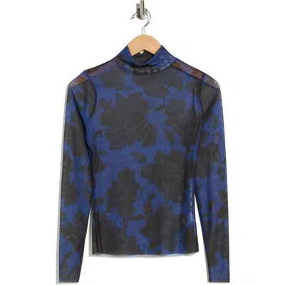 Afrm Los Angeles Zoe Mock Neck Mesh Top In Multi