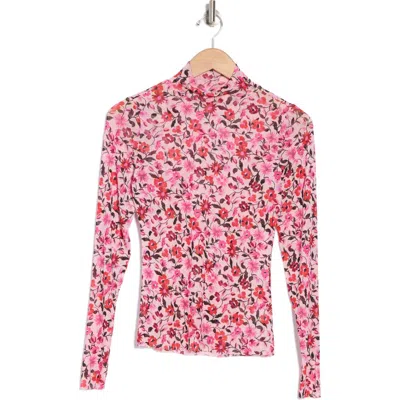Afrm Los Angeles Zoe Mock Neck Mesh Top In Blush Vine