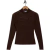 Afrm Los Angeles Zoe Mock Neck Mesh Top In Brown