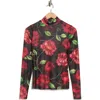 Afrm Los Angeles Zoe Mock Neck Mesh Top In Multi