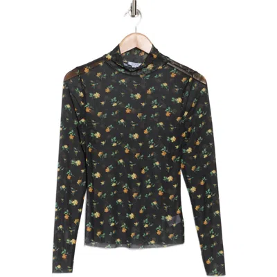 Afrm Los Angeles Zoe Mock Neck Mesh Top In Scatter Floral