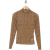 Afrm Los Angeles Zoe Mock Neck Mesh Top In True Animal